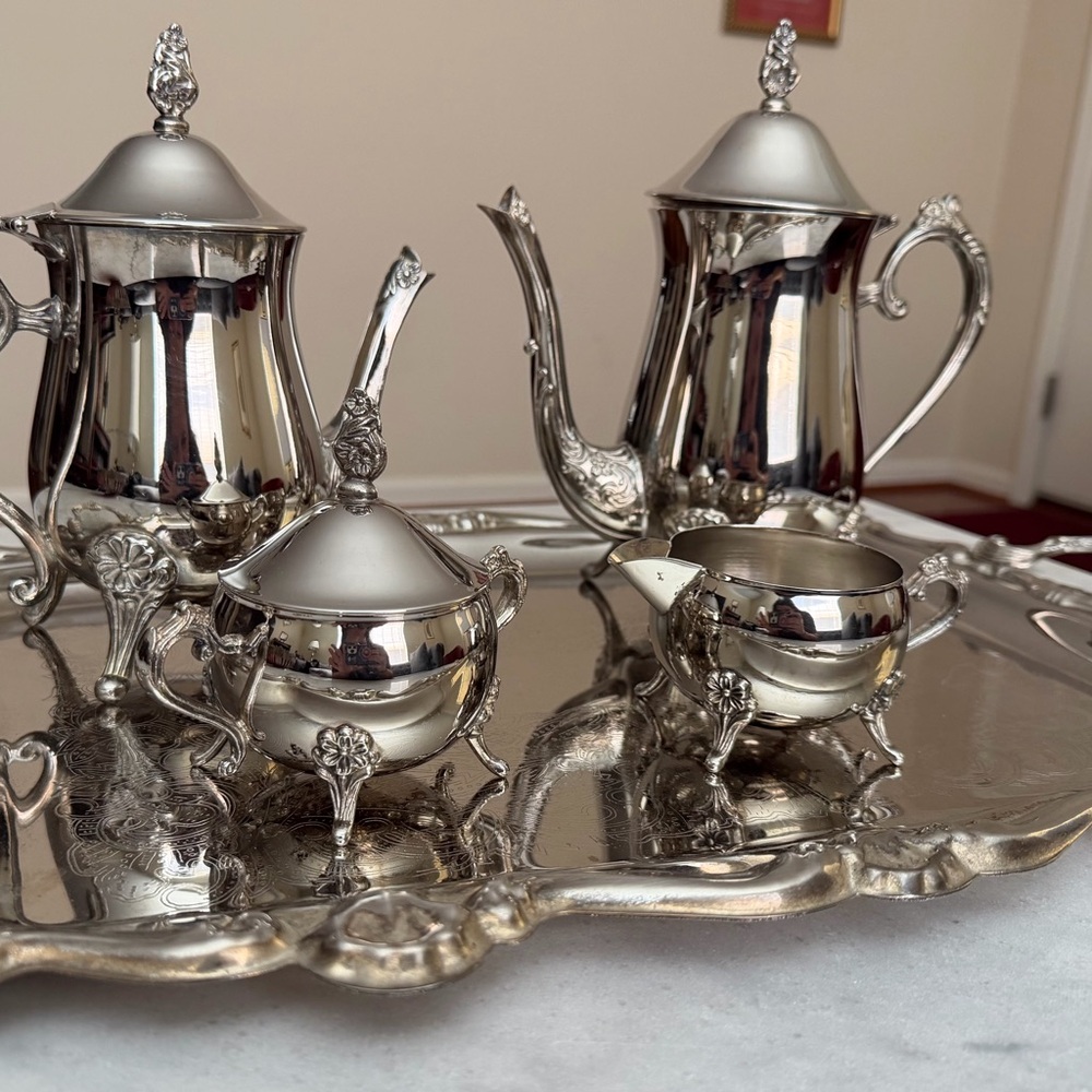 Silver Plated Tea Set - 5 Piece Elegant Server Set